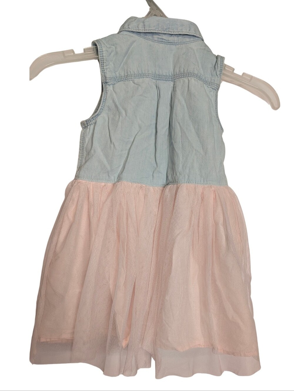 OshKosh B'gosh Light Blue Denim Top with Pink Tulle Skirt Dress. Size 2T - Picture 2 of 10